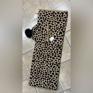 Vera Bradley Black and Tan Leopard Scarf Hat Set Cheetah New NWT